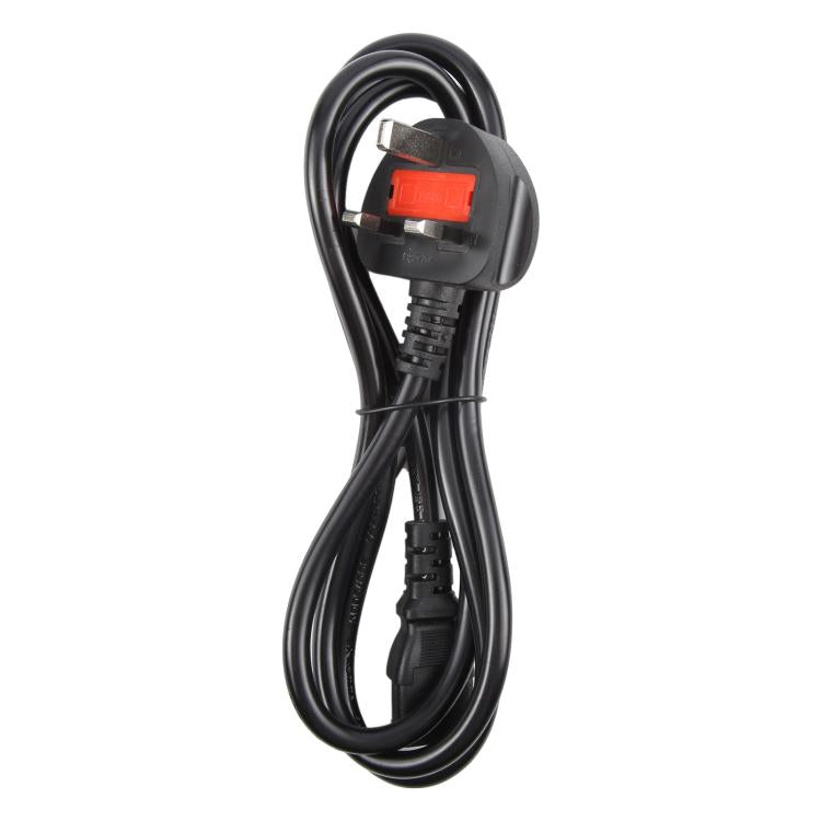 Big UK Plug Computer PC Power Cord 3 Pin Cable 0.5 Square, Length:1.8m - Black