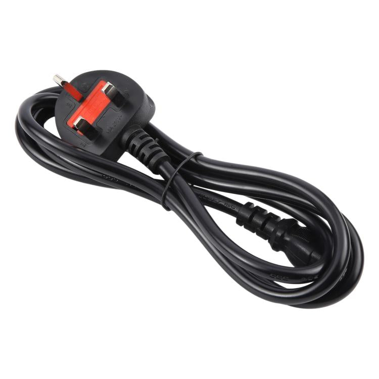 Big UK Plug Computer PC Power Cord 3 Pin Cable 0.5 Square, Length:1.8m - Black