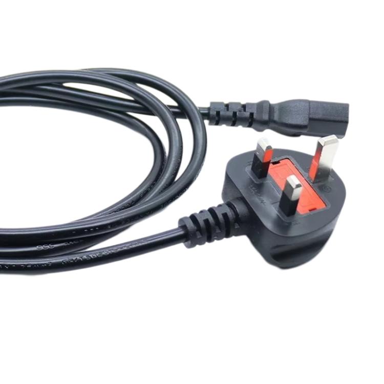 Big UK Plug Computer PC Power Cord 3 Pin Cable 0.5 Square, Length:1.8m - Black