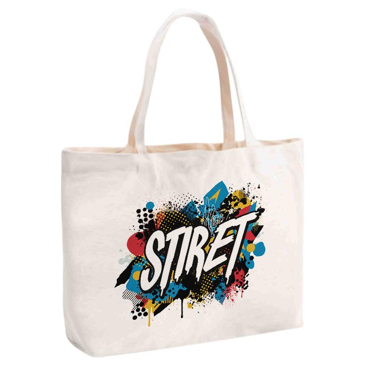 Alphabet Printed Canvas Handbag Digital Print On Your Demand, Size:35x45x15cm