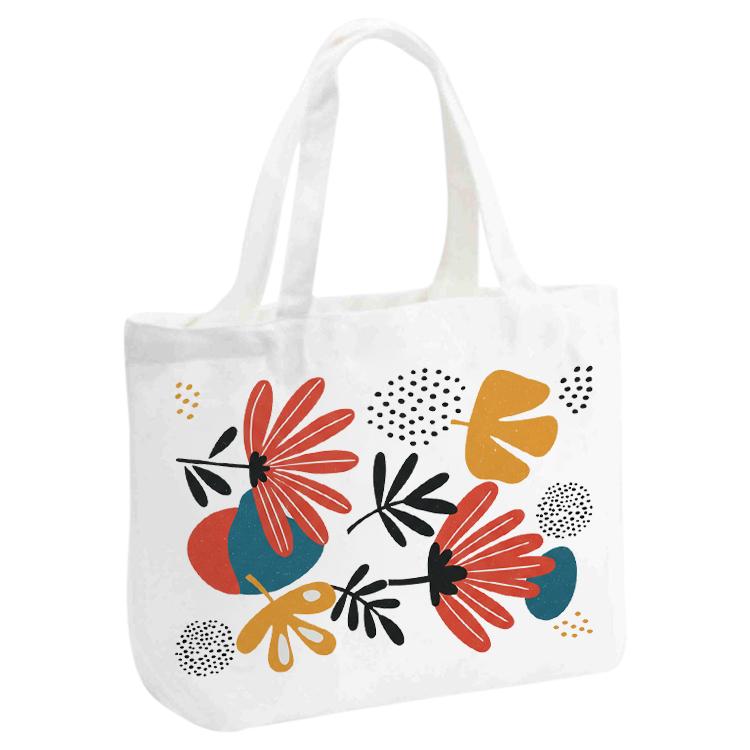 Flowers Printed Canvas Handbag Digital Print On Your Demand, Size:20x30x10cm