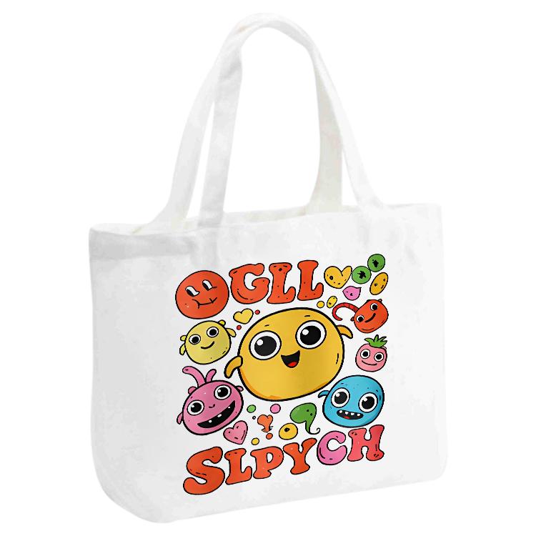 Funny Face Printed Canvas Handbag Digital Print On Your Demand, Size:20x30x10cm