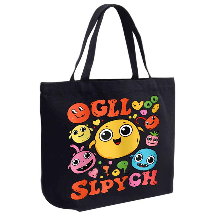 Funny Face Printed Canvas Handbag Digital Print On Your Demand, Size:20x30x10cm