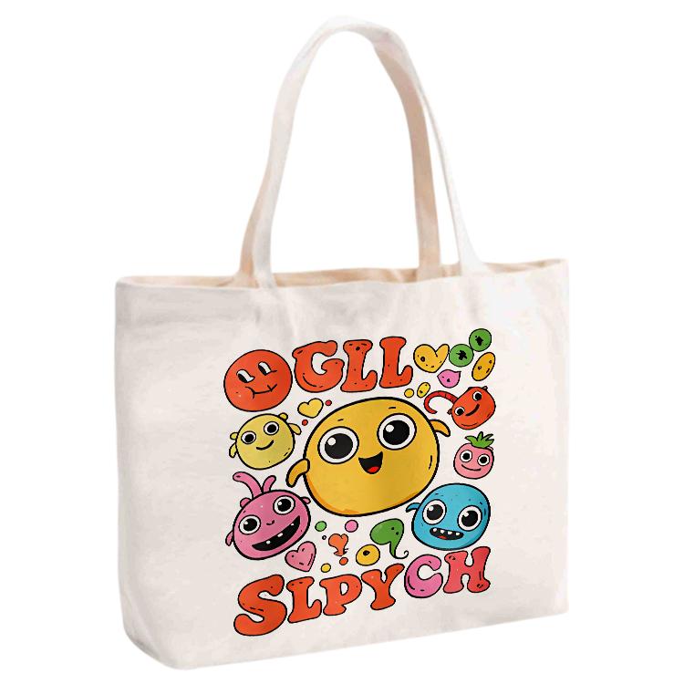 Funny Face Printed Canvas Handbag Digital Print On Your Demand, Size:30x40x10cm