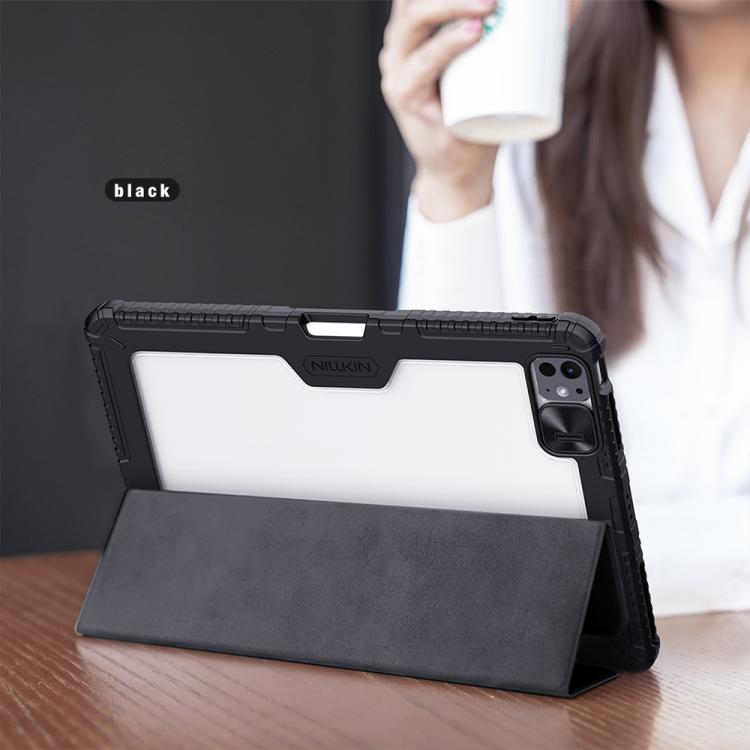 For iPad Air 13 2024 / 2025 / 2026 NILLKIN Bumper Pro Folding Style Tablet Leather Case - Black