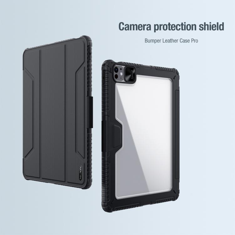 For iPad Air 13 2024 / 2025 / 2026 NILLKIN Bumper Pro Folding Style Tablet Leather Case - Black
