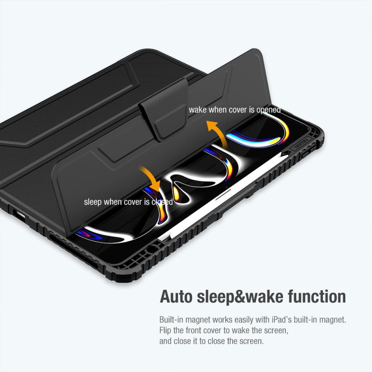 For iPad Air 13 2024 / 2025 / 2026 NILLKIN Bumper Pro Folding Style Tablet Leather Case - Black
