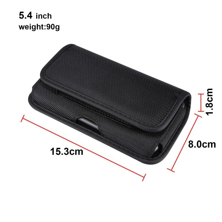 Durable Oxford Cloth Horizontal Plate Hanging Waist Phone Waist Pack Leather Case with Card Slot, Suitable for 5.4 inch Smartphones(Black)