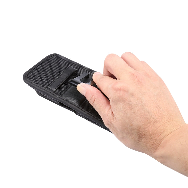 Durable Oxford Cloth Horizontal Plate Hanging Waist Phone Waist Pack Leather Case with Card Slot, Suitable for 5.5-6.7 inch Smartphones(Black)