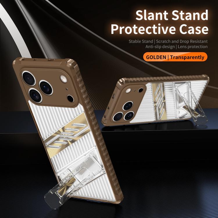 For iPhone 17 Pro Max Plating Holder PC Hybrid TPU Phone Case