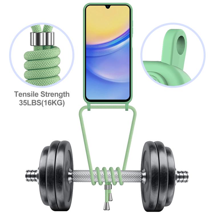 For Samsung Galaxy M14 4G Integrated Card Bag Solid Color Liquid Silicone Phone Case with Lanyard