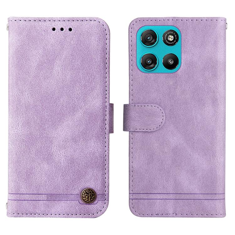 For Motorola Moto G67 Power 5G / G57 Power 5G Skin Feel Life Tree Metal Button Leather Phone Case