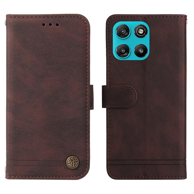 For Motorola Moto G67 Power 5G / G57 Power 5G Skin Feel Life Tree Metal Button Leather Phone Case