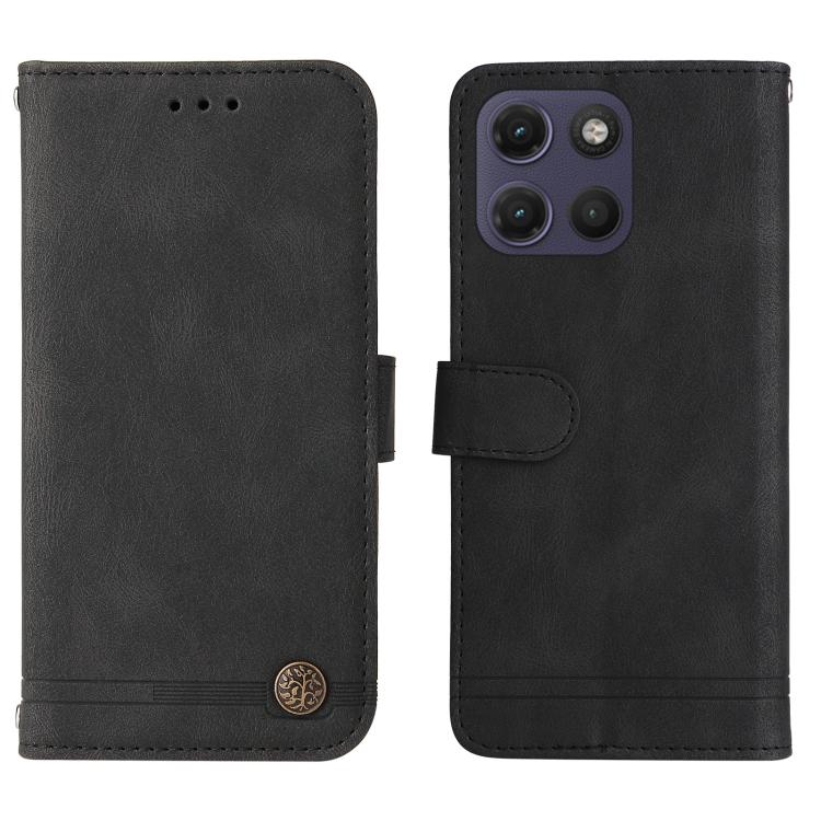 For Motorola Moto G17 4G / G17 Power 4G Skin Feel Life Tree Metal Button Leather Phone Case