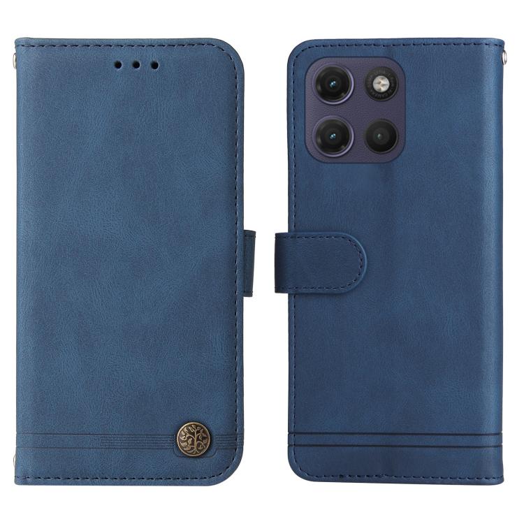 For Motorola Moto G17 4G / G17 Power 4G Skin Feel Life Tree Metal Button Leather Phone Case