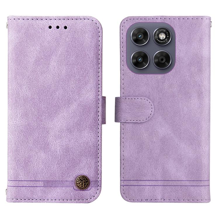 For Motorola Moto G67 5G / Moto G77 5G Skin Feel Life Tree Metal Button Leather Phone Case