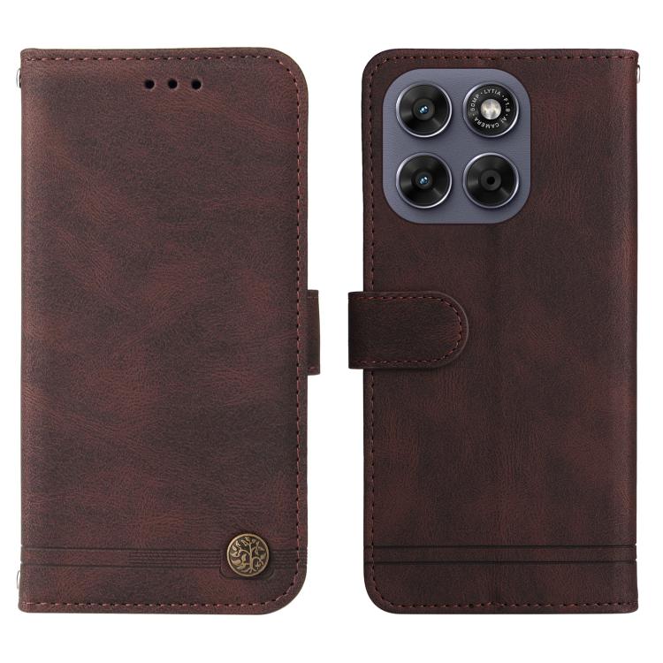 For Motorola Moto G67 5G / Moto G77 5G Skin Feel Life Tree Metal Button Leather Phone Case