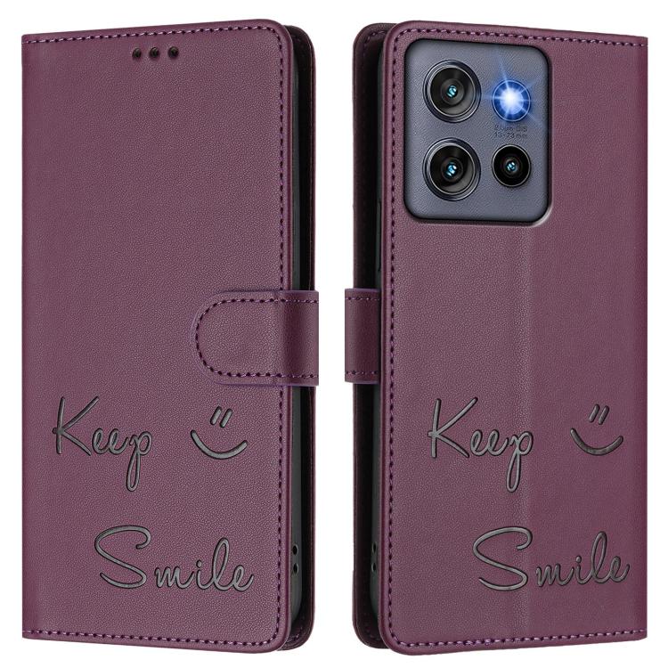 For Motorola Moto G Stylus 5G 2025 Smile Embossing RFID Leather Phone Case