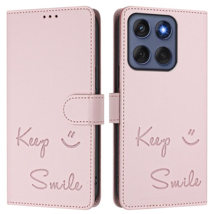 For Motorola Edge 60 Fusion Smile Embossing RFID Leather Phone Case