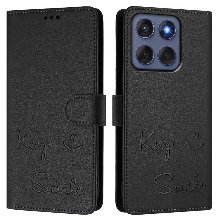 For Motorola Edge 60 Fusion Smile Embossing RFID Leather Phone Case