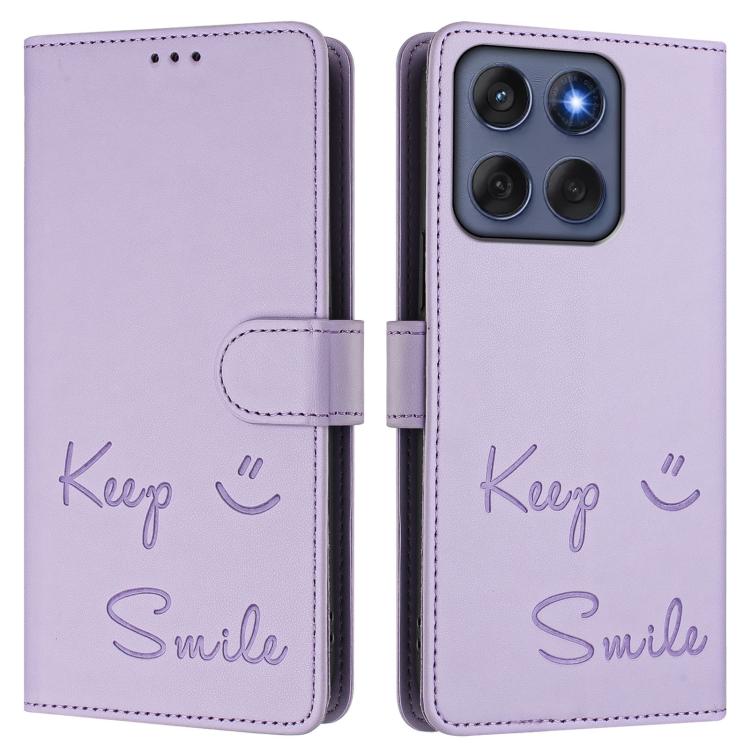 For Motorola Edge 60 Fusion Smile Embossing RFID Leather Phone Case
