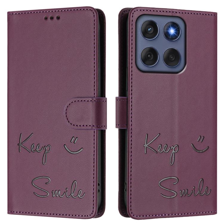 For Motorola Edge 60 Fusion Smile Embossing RFID Leather Phone Case