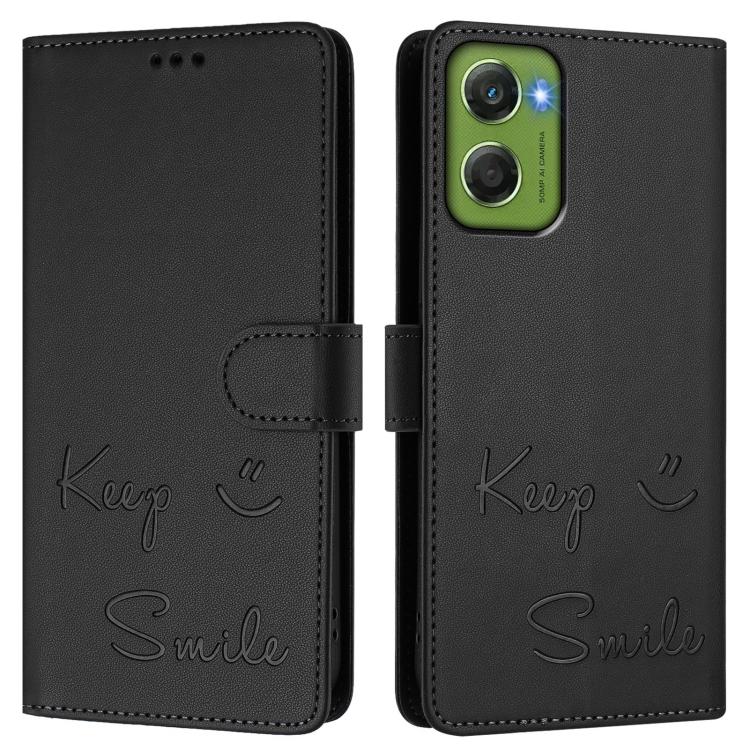 For Motorola Moto G06 4G Smile Embossing RFID Leather Phone Case