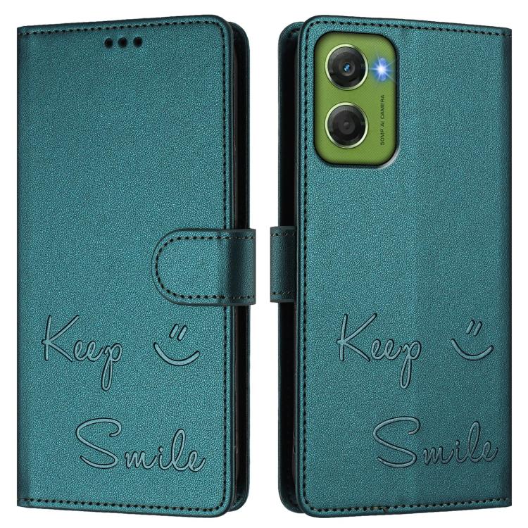 For Motorola Moto G06 4G Smile Embossing RFID Leather Phone Case