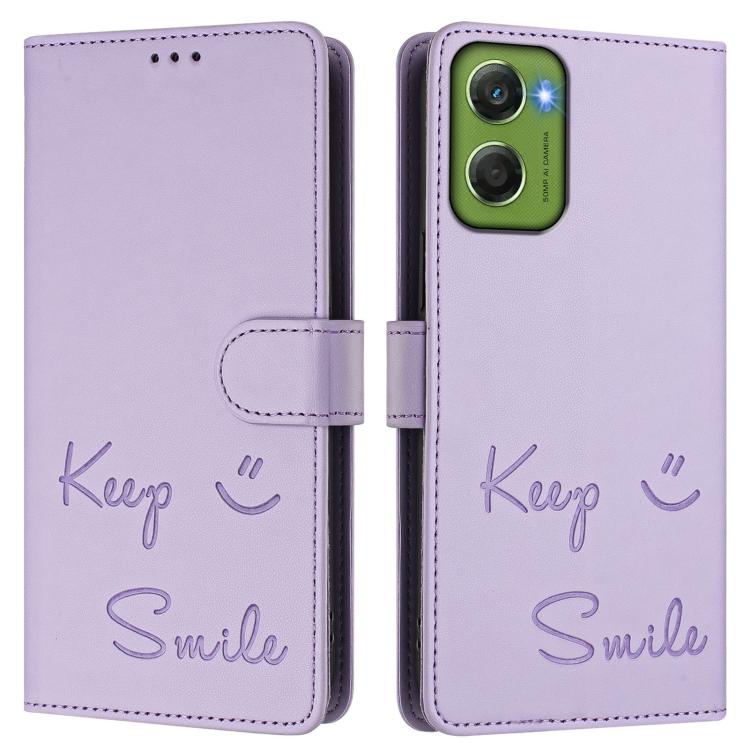 For Motorola Moto G06 4G Smile Embossing RFID Leather Phone Case