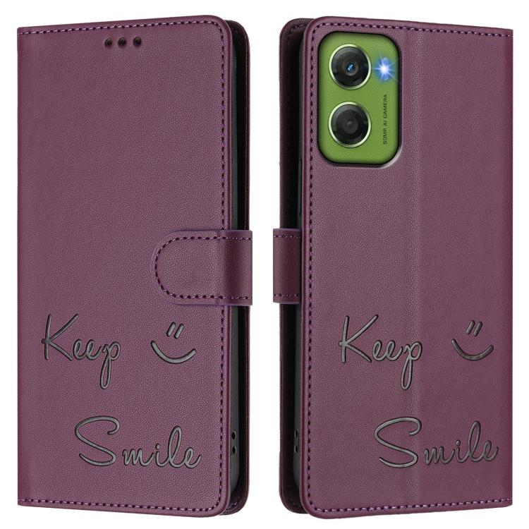 For Motorola Moto G06 4G Smile Embossing RFID Leather Phone Case