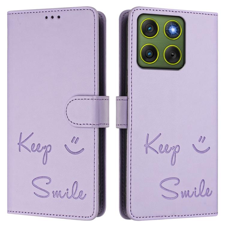 For Motorola Edge 70 5G Smile Embossing RFID Leather Phone Case