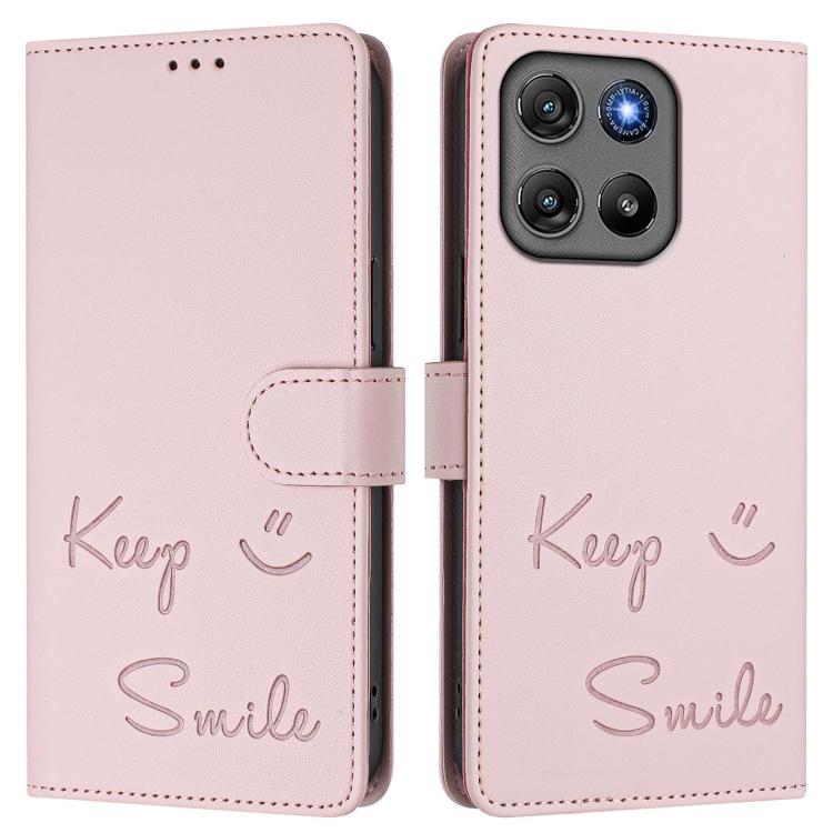 For Motorola Moto G67 Power 5G Smile Embossing RFID Leather Phone Case