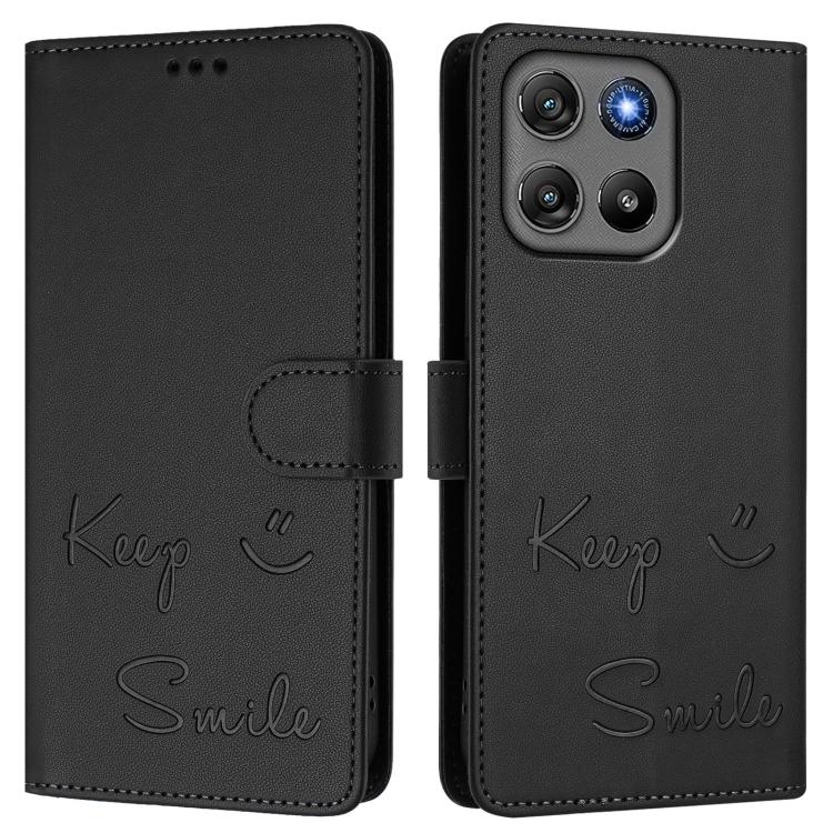 For Motorola Moto G67 Power 5G Smile Embossing RFID Leather Phone Case