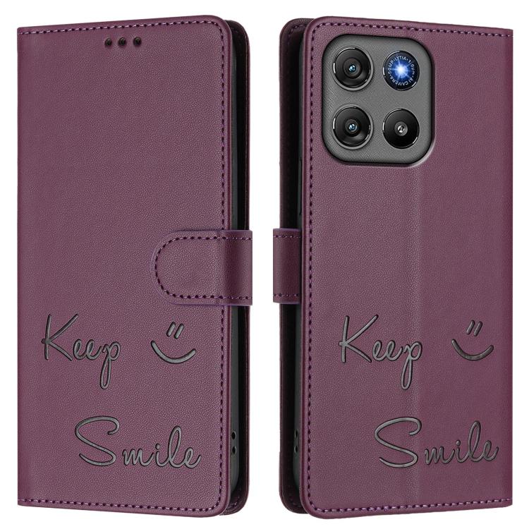 For Motorola Moto G67 Power 5G Smile Embossing RFID Leather Phone Case