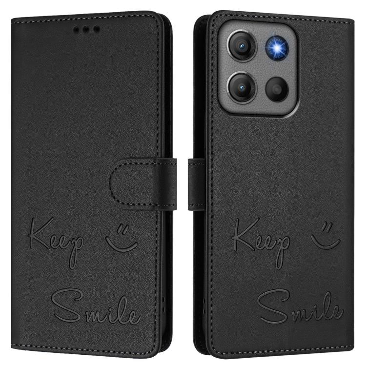 For Motorola Moto G17 4G / G17 Power 4G Smile Embossing RFID Leather Phone Case