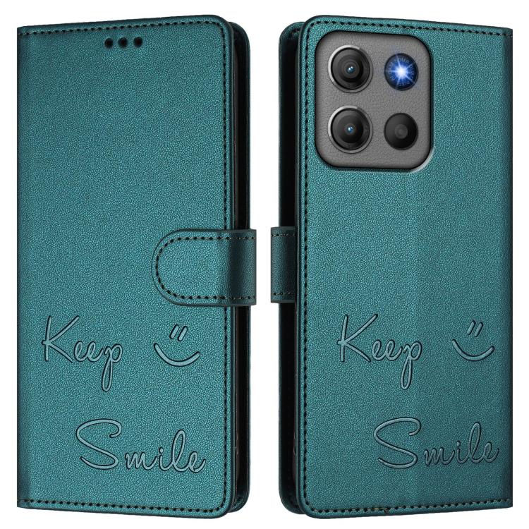For Motorola Moto G17 4G / G17 Power 4G Smile Embossing RFID Leather Phone Case