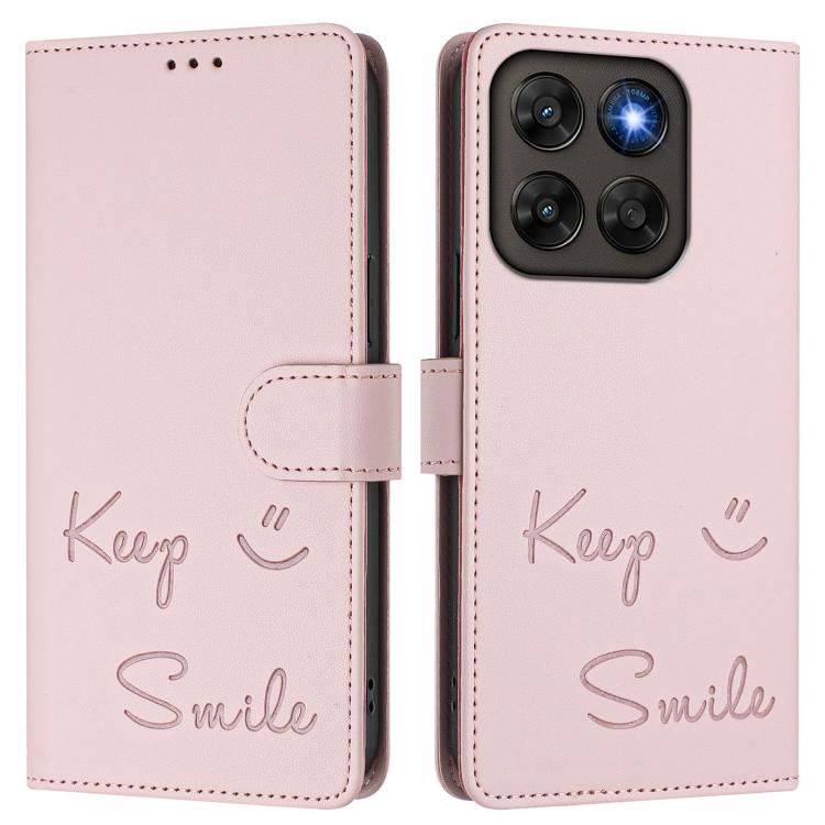 For Motorola Moto G87 5G / G77 5G / G67 5G Smile Embossing RFID Leather Phone Case