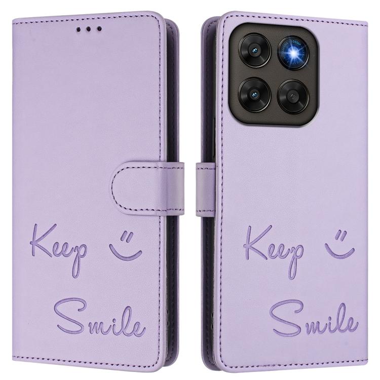 For Motorola Moto G87 5G / G77 5G / G67 5G Smile Embossing RFID Leather Phone Case