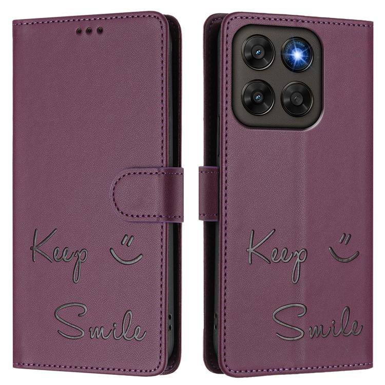For Motorola Moto G87 5G / G77 5G / G67 5G Smile Embossing RFID Leather Phone Case