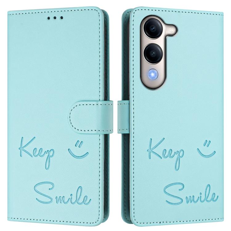 For vivo Y29s 5G / Y04 4G Global Smile Embossing RFID Leather Phone Case