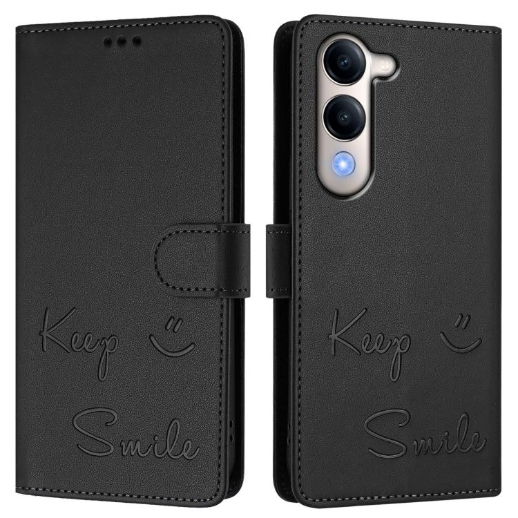 For vivo Y29s 5G / Y04 4G Global Smile Embossing RFID Leather Phone Case