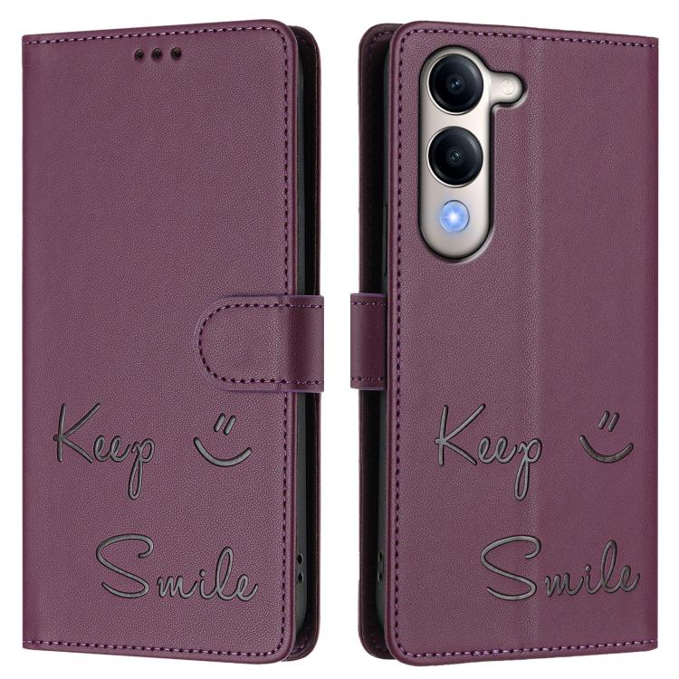 For vivo Y29s 5G / Y04 4G Global Smile Embossing RFID Leather Phone Case