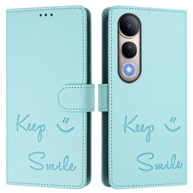For vivo V50 Lite 5G Smile Embossing RFID Leather Phone Case