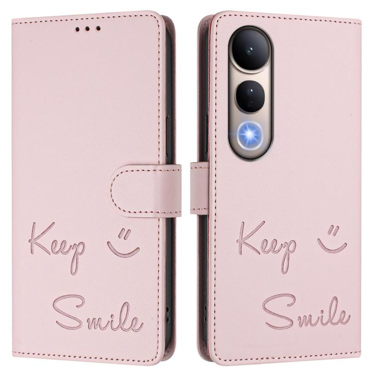 For vivo V50 Lite 5G Smile Embossing RFID Leather Phone Case
