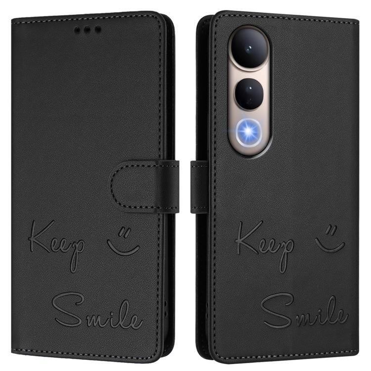 For vivo V50 Lite 5G Smile Embossing RFID Leather Phone Case