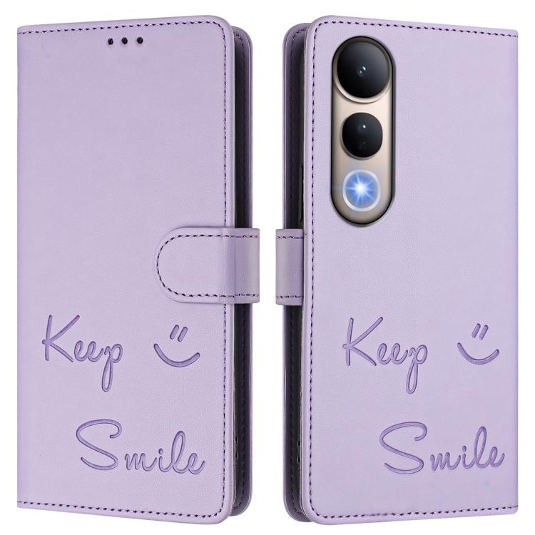 For vivo V50 Lite 5G Smile Embossing RFID Leather Phone Case