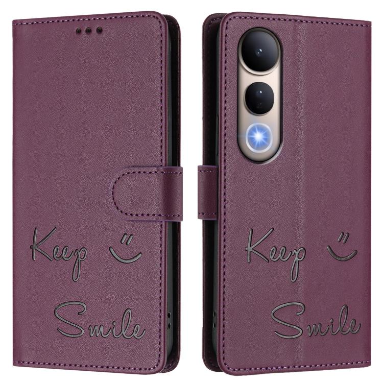 For vivo V50 Lite 5G Smile Embossing RFID Leather Phone Case