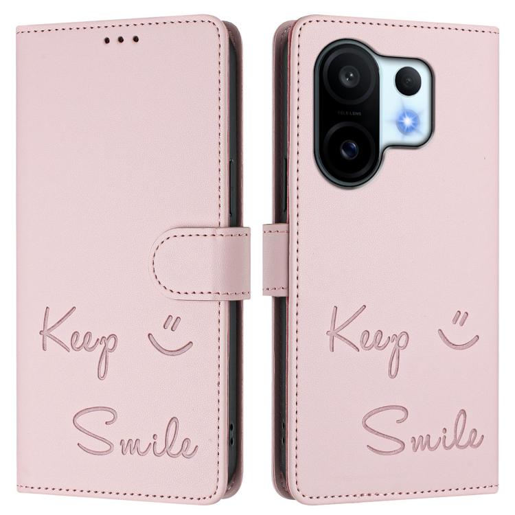 For vivo S30 Pro mini Smile Embossing RFID Leather Phone Case