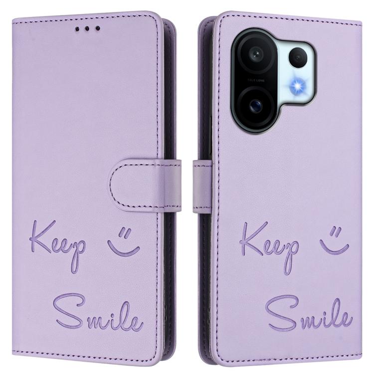 For vivo S30 Pro mini Smile Embossing RFID Leather Phone Case