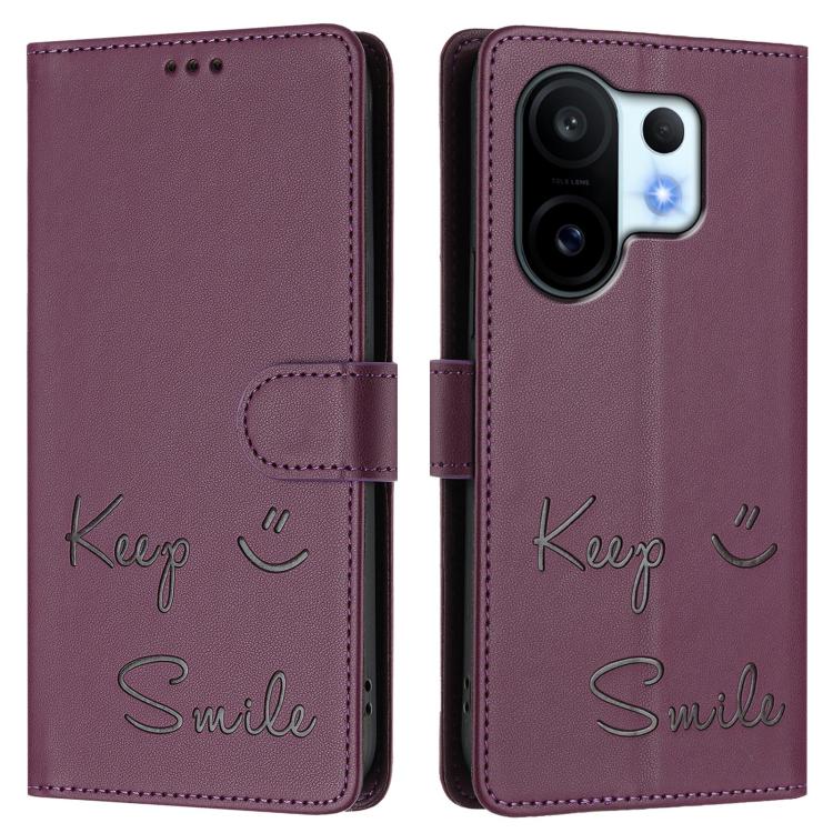 For vivo S30 Pro mini Smile Embossing RFID Leather Phone Case